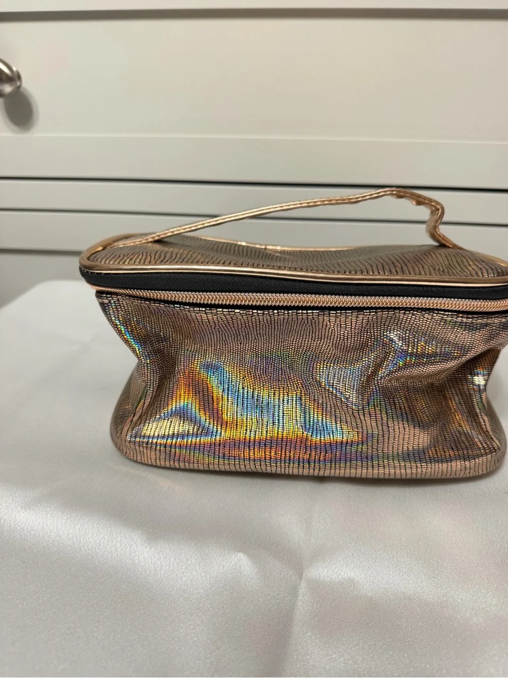 NEW BoxyCharm Iridescent Rose Gold Makeup Bag